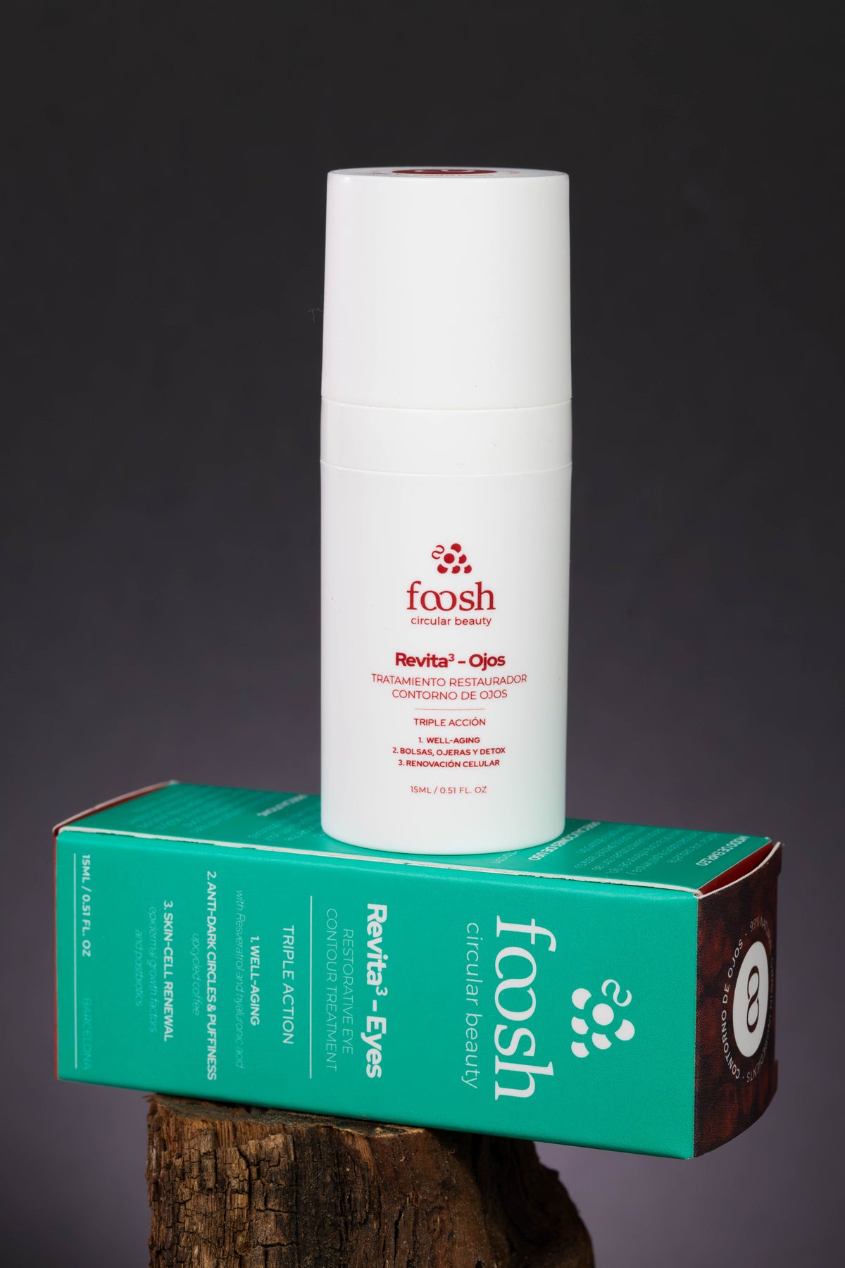 REVITA3-OJOS | Tratamiento Restaurador del Contorno de Ojos Triple Acción | Con cafeína, Resveratrol, ácido hialurónico, factores de crecimiento y postbióticos